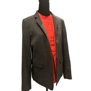 J Crew Gray Wool Blazer Size 8 Tailored Stretch Workwear Office Essential Jacket
